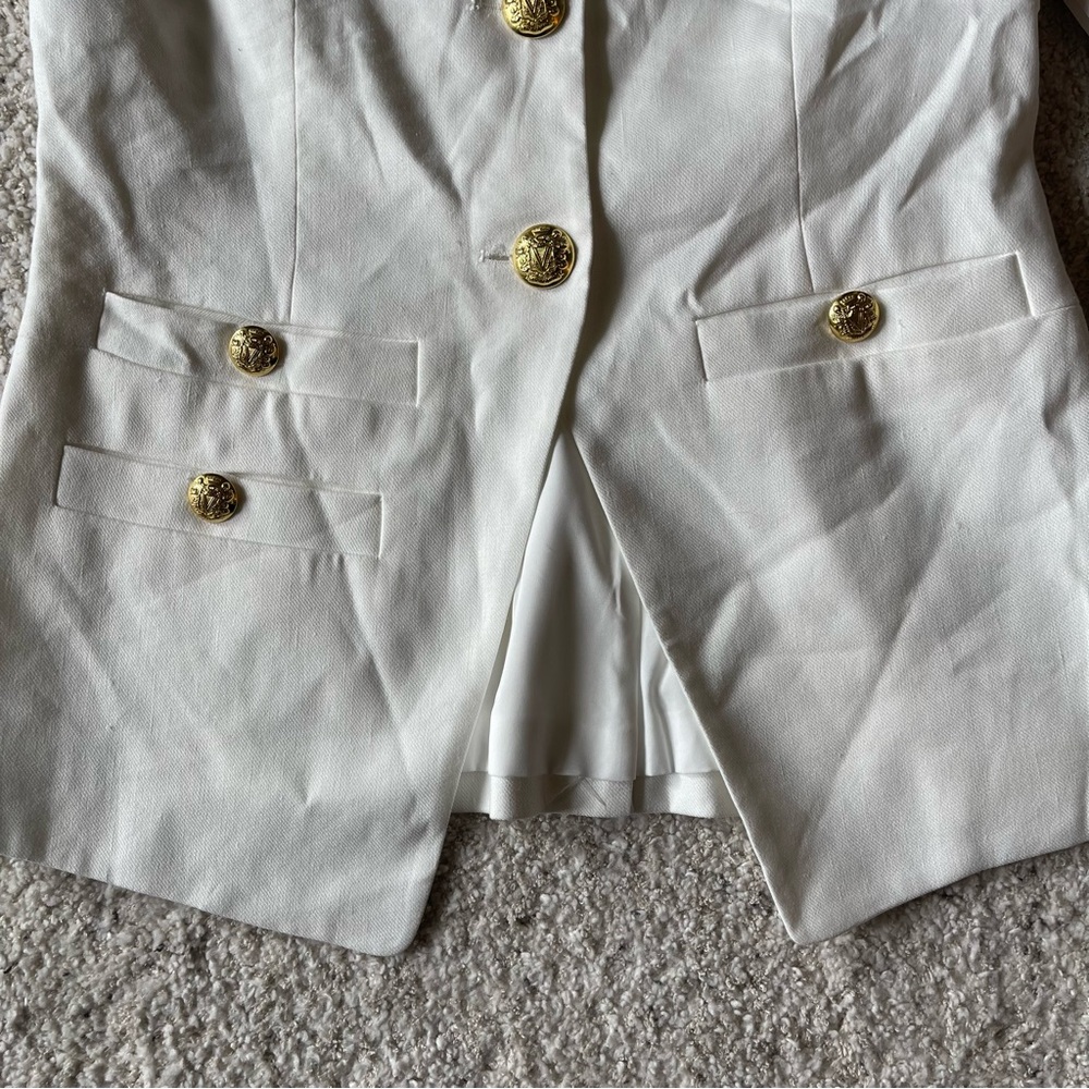 ✨NWT ✨ Veronica Beard Tamara Linen Vest Off-White Single-Breasted Split-Hem Vest - Picture 7 of 12